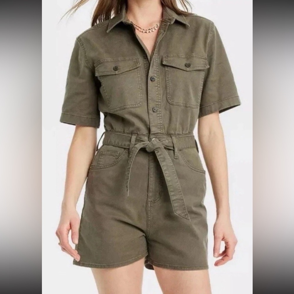 Universal Thread Khaki Belted Jumpsuit - Picture 2 of 8